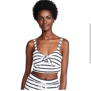 Revolve x BB Dakota White & navy crop top